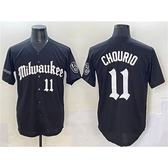 Milwaukee Brewers #11 Jackson Chourio Black MIKSHPS 'Gothic 414 Shadows Edition' Vapor Premier Limited Stitched Jersey