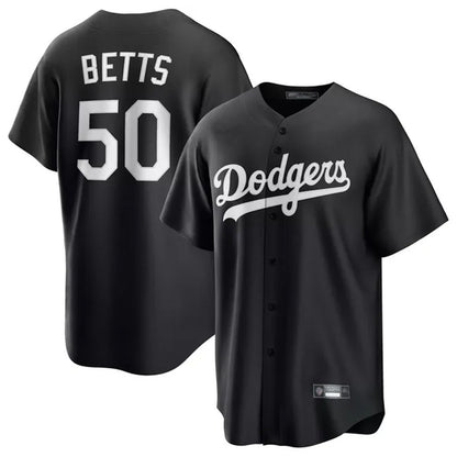 Los Angeles Dodgers #50 Mookie Betts Player Black MIKSHPS Carbon Limited Game Stitched Jerseys