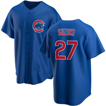 Chicago Cubs #27 Seiya Suzuki Royal MIKSHPS Cool Base Stitched Jersey