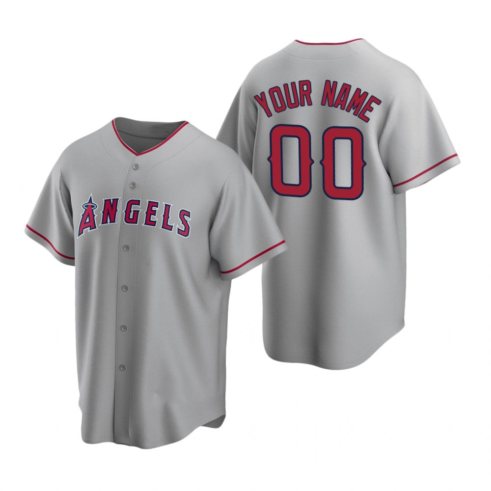 Custom Los Angeles Angels Gray MIKSHPS Stitched Cool Base Road Jersey
