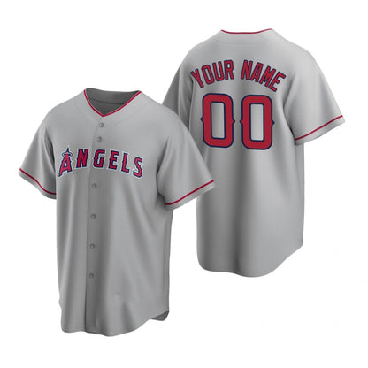 Custom Los Angeles Angels Gray MIKSHPS Stitched Cool Base Road Jersey