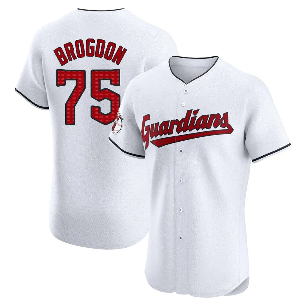 Cleveland Guardians #75 Connor Brogdon Player White MIKSHPS Limited Elite Home Stitched Jerseys