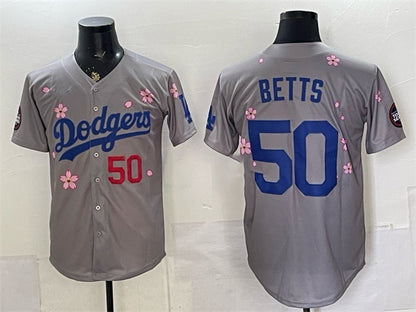 Los Angeles Dodgers #50 Mookie Betts Grey MIKSHPS 2025 Tokyo Series Limited Stitched Jersey