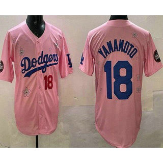 Los Angeles Dodgers #18 Yoshinobu Yamamoto Pink MIKSHPS 2025 Tokyo Series Limited Jersey