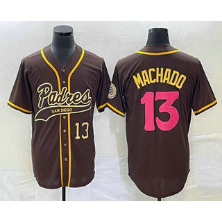 San Diego Padres #13 Manny Machado Number Brown MIKSHPS NEW 2023 City Connect Cool Base Stitched Jersey