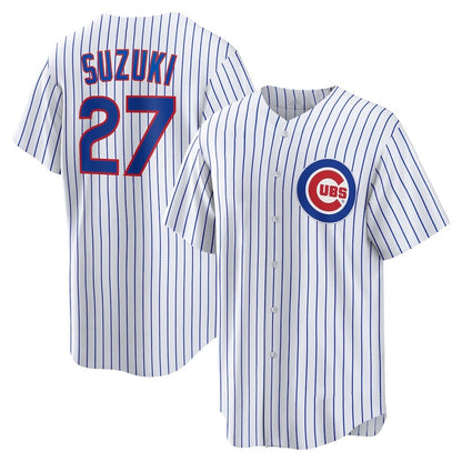 Chicago Cubs #27 Seiya Suzuki White MIKSHPS Home Replica Jersey