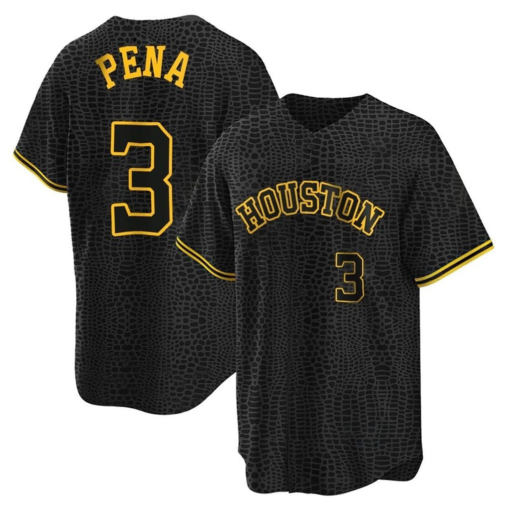 Houston Astros #3 Jeremy Pena Player Black MIKSHPS Snake Skin City Home Game Stitched Jerseys