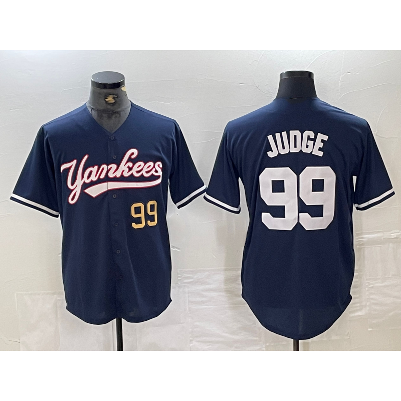 New York Yankees #99 Aaron Judge Number Navy MIKSHPS Cool Base Stitched Jersey