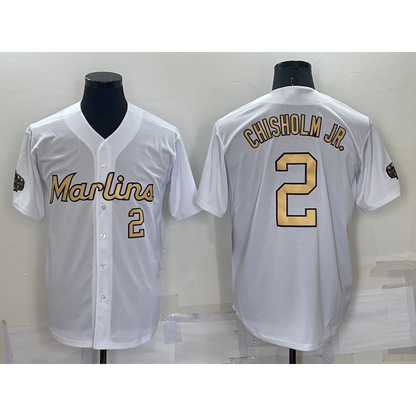 Miami Marlins #2 Jazz Chisholm Jr Number White MIKSHPS 2022 All Star Stitched Cool Base Jersey