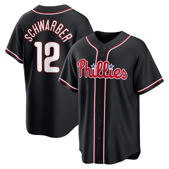 Philadelphia Phillies #12 Kyle Schwarber Fashion Black MIKSHPS Out Stitched Jersey