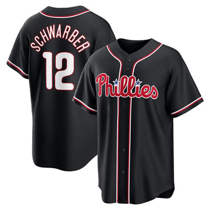 Philadelphia Phillies #12 Kyle Schwarber Fashion Black MIKSHPS Out Stitched Jersey
