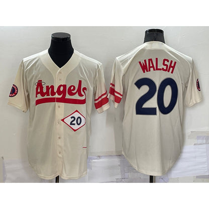 Los Angeles Angels #20 Jared Walsh Number Cream MIKSHPS 2022 City Connect Cool Base Stitched Jersey