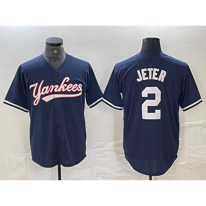 New York Yankees #2 Derek Jeter Navy MIKSHPS Cool Base Stitched Jersey