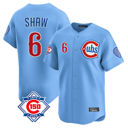 Chicago Cubs #6 Matt Shaw Player Light Blue MIKSHPS 150th Anniversary Limited Home Stitched Jerseys