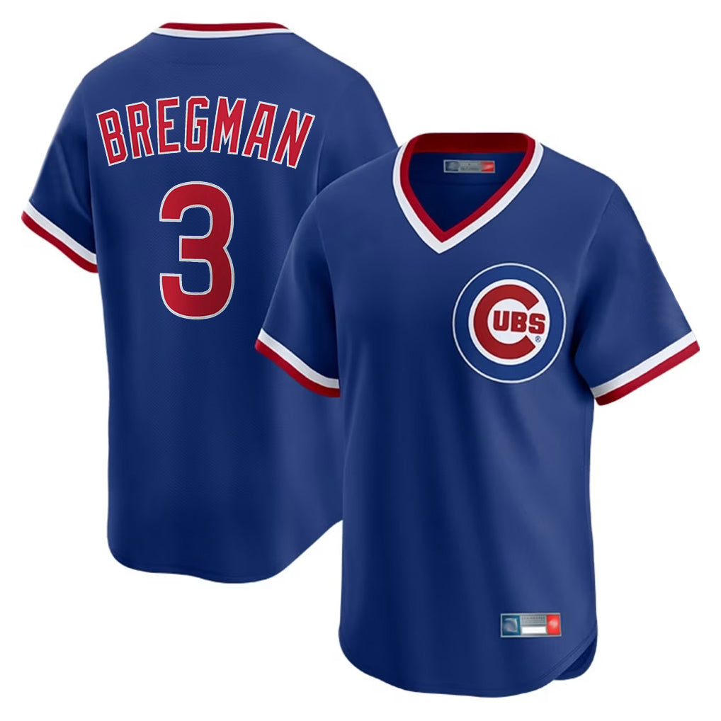 Chicago Cubs #3 Alex Bregman Player Royal MIKSHPS T-shirt Cooperstown Collection Limited Stitched Jerseys