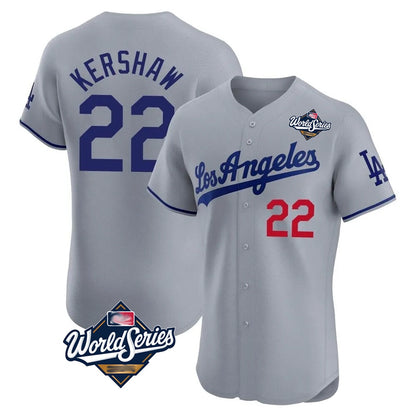 Los Angeles Dodgers #22 Clayton Kershaw Player Gray MIKSHPS World Series Limited Elite Home Stitched Jerseys