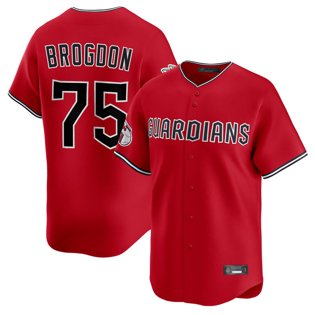 Cleveland Guardians #75 Connor Brogdon Player Red MIKSHPS Limited Home Stitched Jerseys