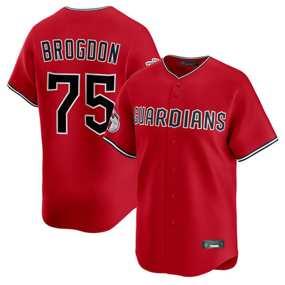 Cleveland Guardians #75 Connor Brogdon Player Red MIKSHPS Limited Home Stitched Jerseys