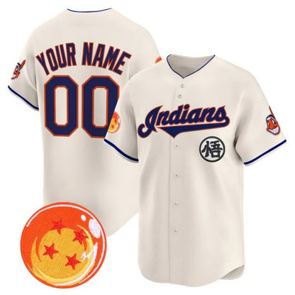 Custom Cleveland Indians x Dragon Ball Cream MIKSHPS Vapor Premier Limited Jersey - All Stitched