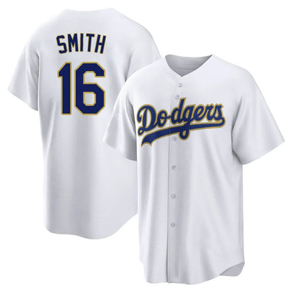 Los Angeles Dodgers #16 Will Smith Player Gold White MIKSHPS 2026 Collection Stadium Game Stitched Jerseys