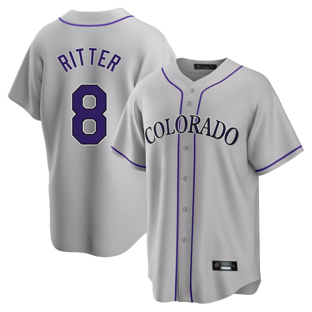 Colorado Rockies #8 Ryan Ritter Player Gray MIKSHPS Game Home Stitched Jerseys