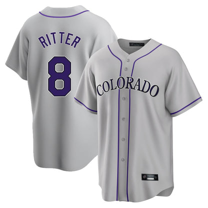 Colorado Rockies #8 Ryan Ritter Player Gray MIKSHPS Game Home Stitched Jerseys