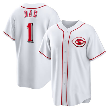 Cincinnati Reds #1 Dad White MIKSHPS Home Replica Jersey