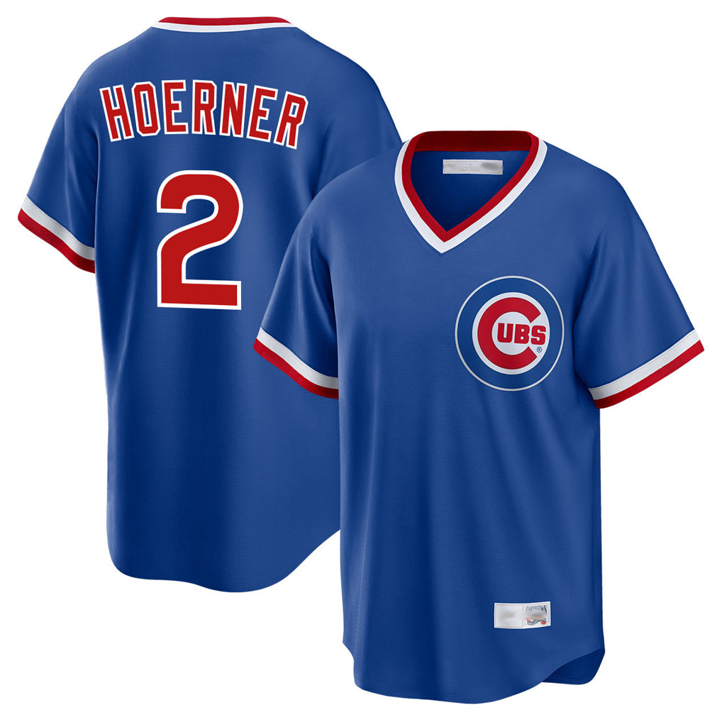 Chicago Cubs #2 Nico Hoerner Player Royal MIKSHPS T-shirt Cooperstown Collection Limited Stitched Jerseys