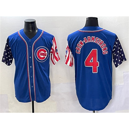 Chicago Cubs #4 Pete Crow-Armstrong Royal MIKSHPS 2025 Independence Day Vapor Premier Limited Stitched Jersey