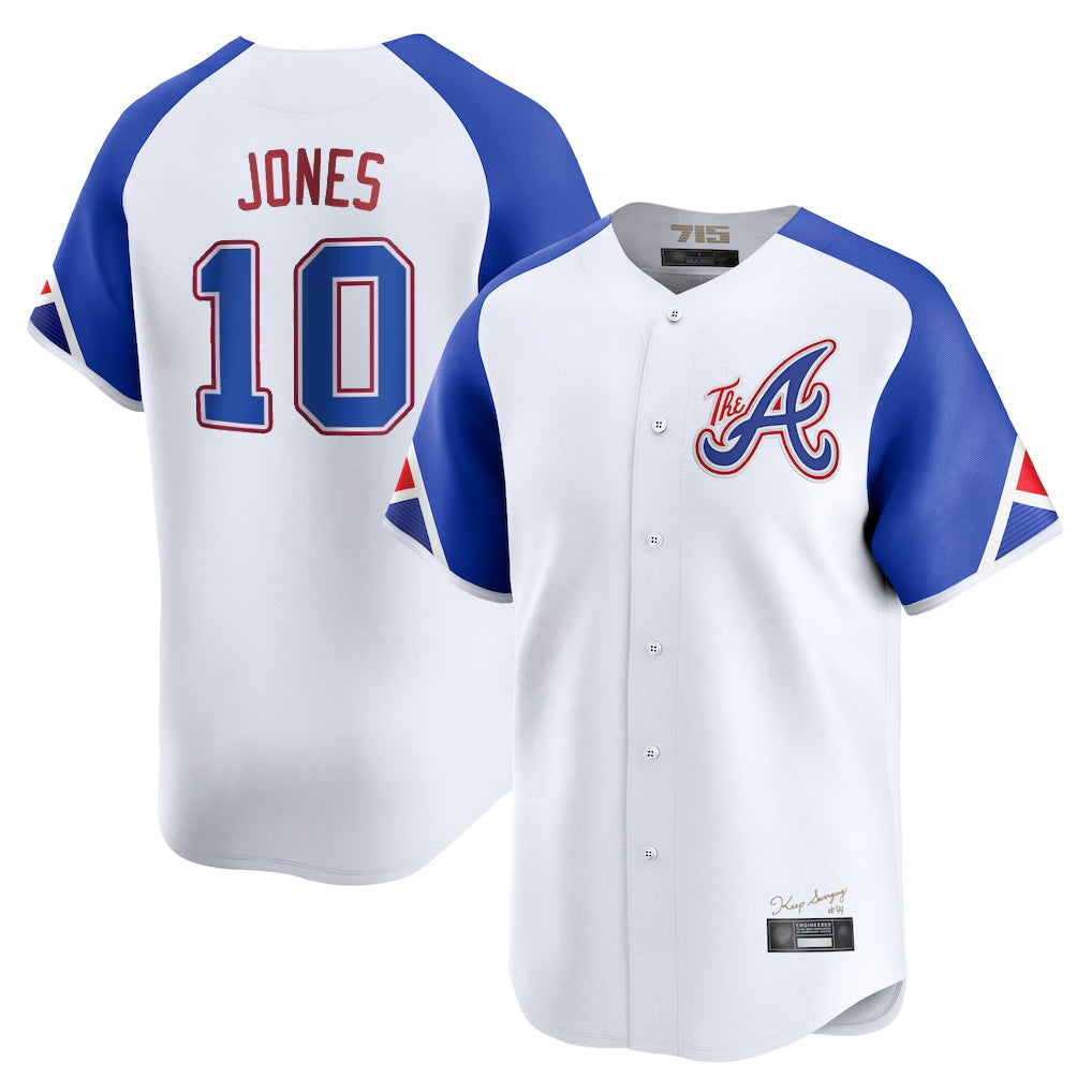 Atlanta Braves #10 Chipper Jones Player White MIKSHPS City Connect Limited Home Game Stitched Jerseys