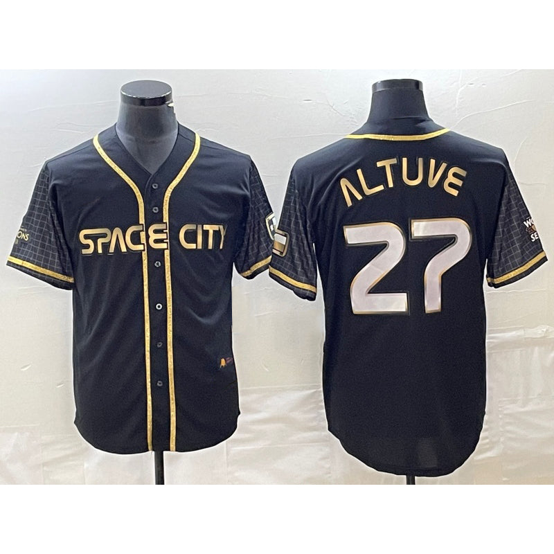 Houston Astros #27 Jose Altuve Black MIKSHPS City Connect Cool Base Stitched Jersey