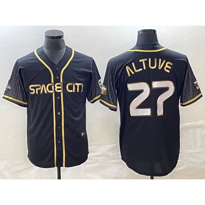 Houston Astros #27 Jose Altuve Black MIKSHPS City Connect Cool Base Stitched Jersey