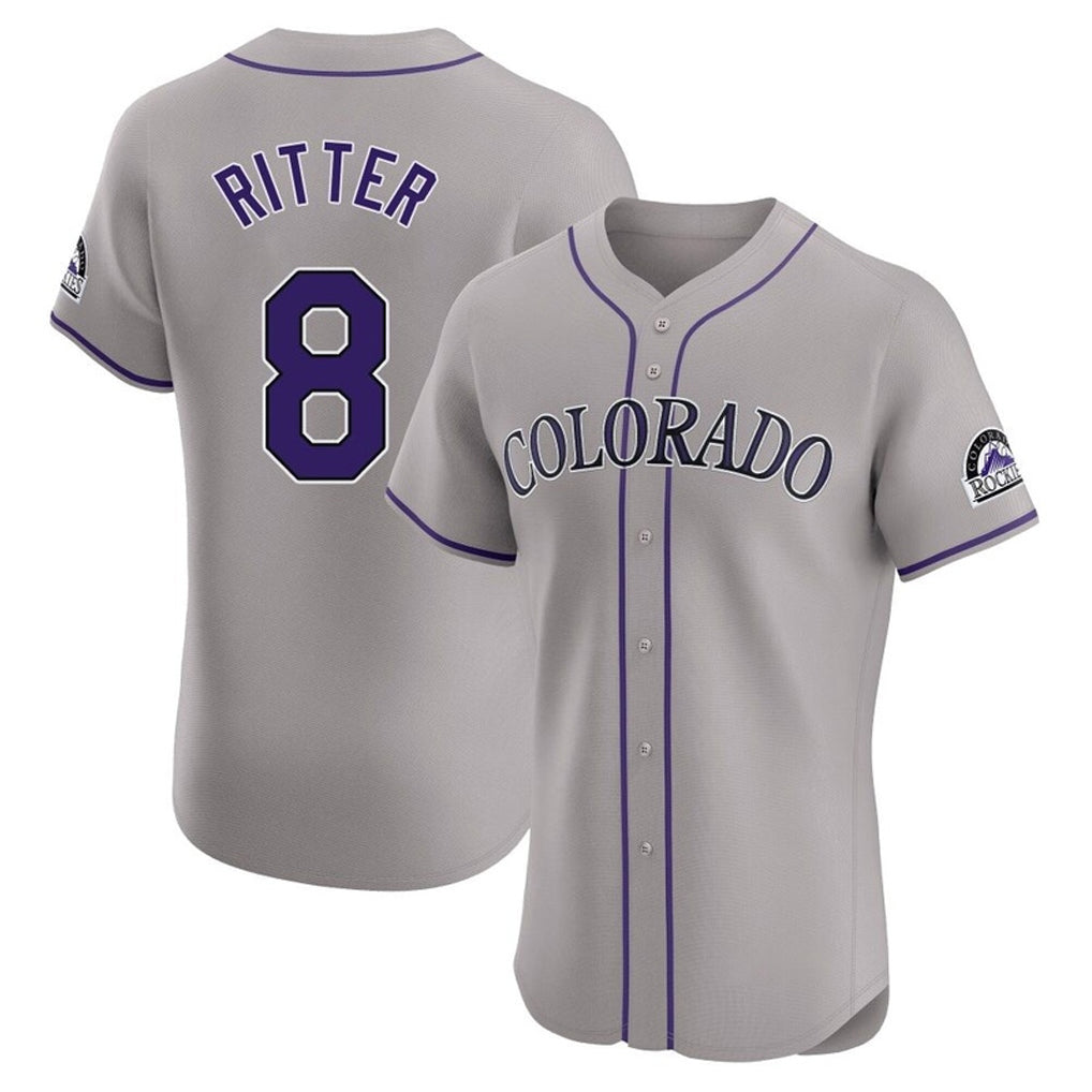 Colorado Rockies #8 Ryan Ritter Player Gray MIKSHPS Limited Elite Home Stitched Jerseys