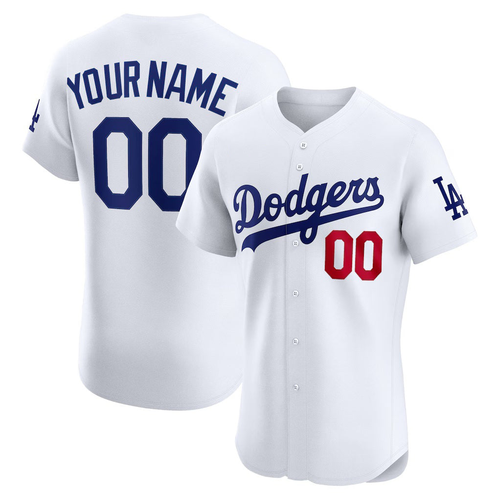 Custom Los Angeles Dodgers White MIKSHPS Home Elite Jersey