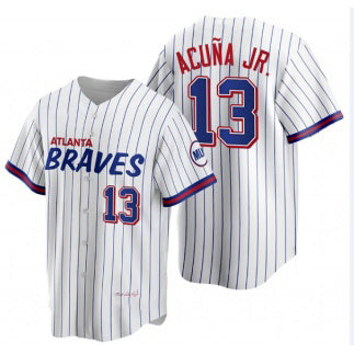 Atlanta Braves #13 Ronald Acuna Jr 2021 City Connect Stitched White MIKSHPS Jersey