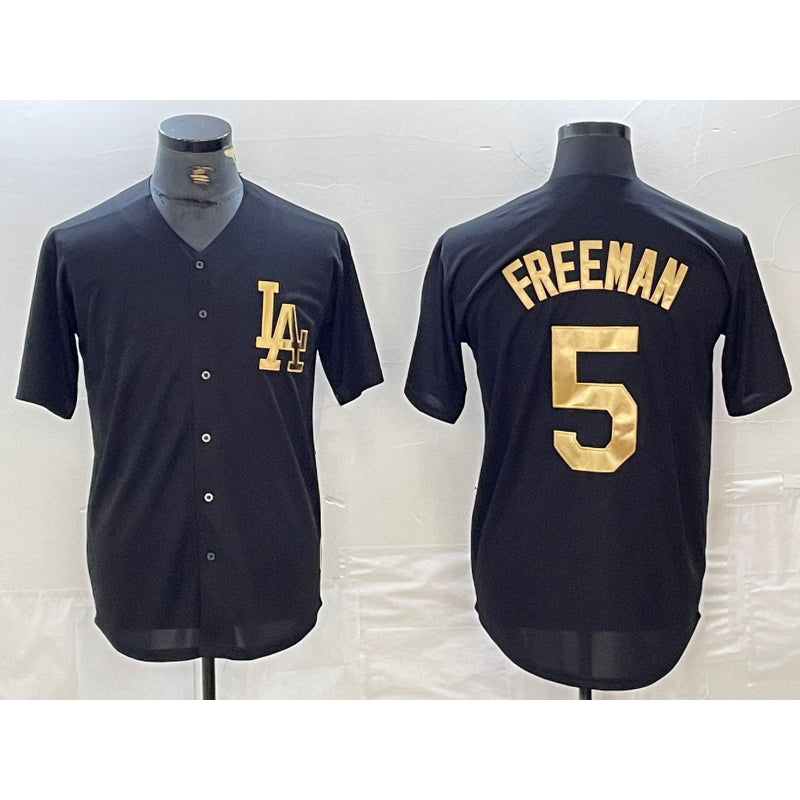 Los Angeles Dodgers #5 Freddie Freeman Black Gold MIKSHPS Cool Base Stitched Jersey