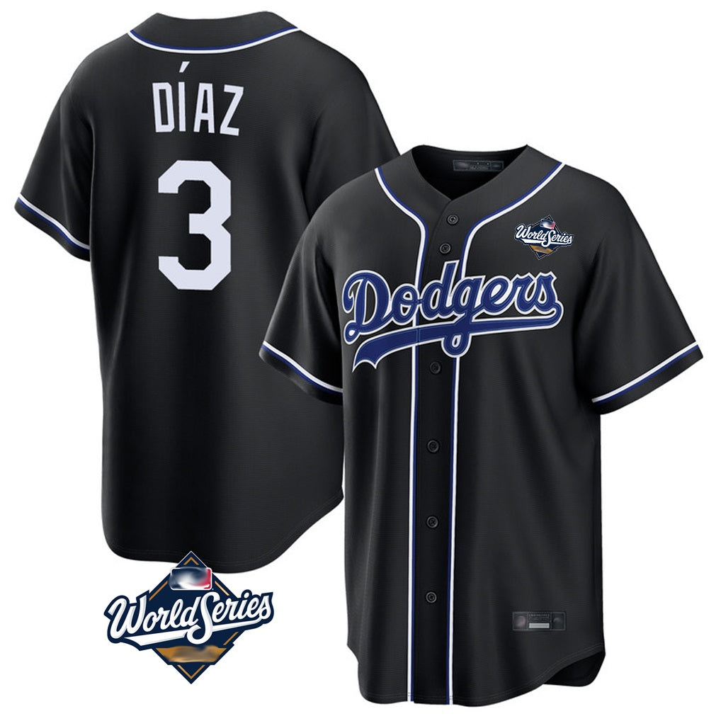Los Angeles Dodgers #3 Edwin D¨ªaz Player Black MIKSHPS World Series Carbon Limited Home Stitched Jerseys