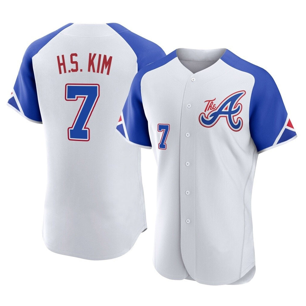Atlanta Braves #7 Ha-Seong Kim Player White MIKSHPS City Connect Limited Elite Home Game Stitched Jerseys