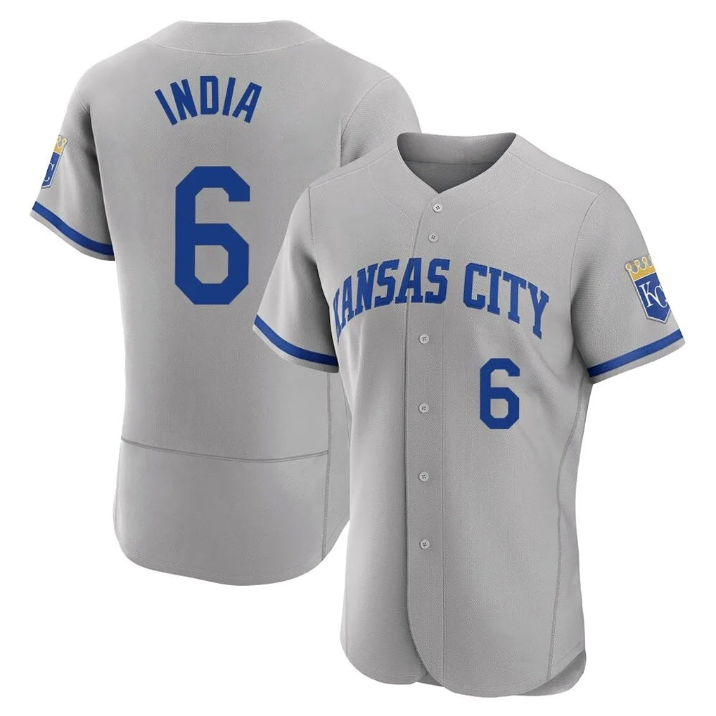 Kansas City Royals #6 Jonathan India Player Gray MIKSHPS Limited Elite Home Game Stitched Jerseys