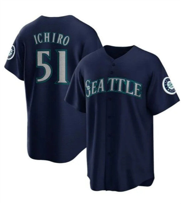 Seattle Mariners #51 Ichiro Suzuki Navy MIKSHPS Cool Base Stitched Jersey