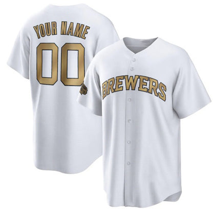 Custom Milwaukee Brewers Active Player White MIKSHPS 2022 All-Star Cool Base Stitched Jersey