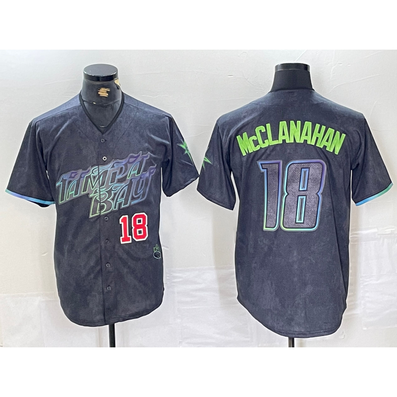 Tampa Bay Rays #18 Shane McClanahan Number Charcoal MIKSHPS 2024 City Connect Limited Stitched Jerseys