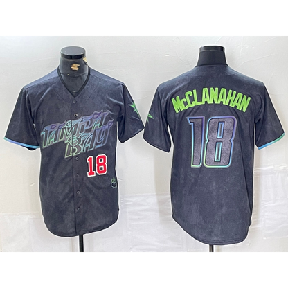 Tampa Bay Rays #18 Shane McClanahan Number Charcoal MIKSHPS 2024 City Connect Limited Stitched Jerseys