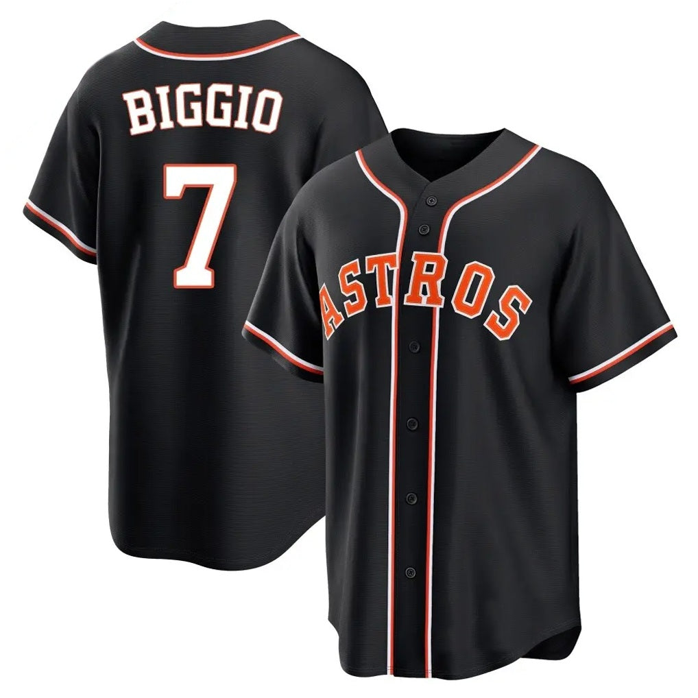 Houston Astros #7 Craig Biggio Player Black MIKSHPS Fashion Out Home Game Stitched Jerseys