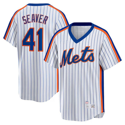 New York Mets #41 Tom Seaver White MIKSHPS Home Cooperstown Collection Player Jersey