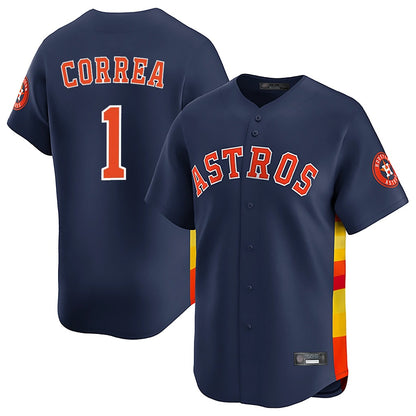 Houston Astros #1 Carlos Correa Player Navy MIKSHPS Home Limited Stitched Jerseys