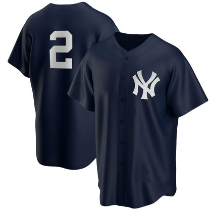 New York Yankees #2 Derek Jeter Navy MIKSHPS Alternate Replica Player Jersey