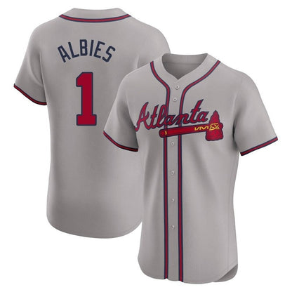 Atlanta Braves #1 Ozzie Albies Player Gray MIKSHPS Limited Elite Home Game Stitched Jerseys