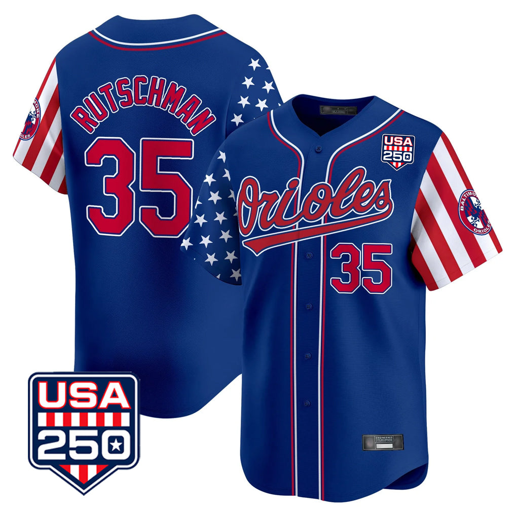 Baltimore Orioles #35 Adley Rutschman Player Royal MIKSHPS USA 250 Independence Day Vapor Premier Limited Home Game Stitched Jerseys