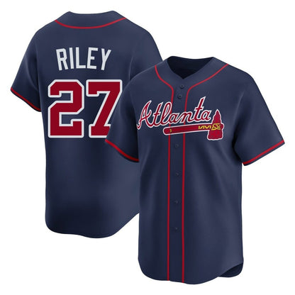 Atlanta Braves #27 Austin Riley Player Navy MIKSHPS Limited Home Game Stitched Jerseys